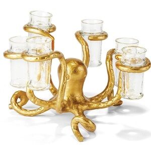 Gold Octopus Vase Shot Glass Candle Holder Centerpiece